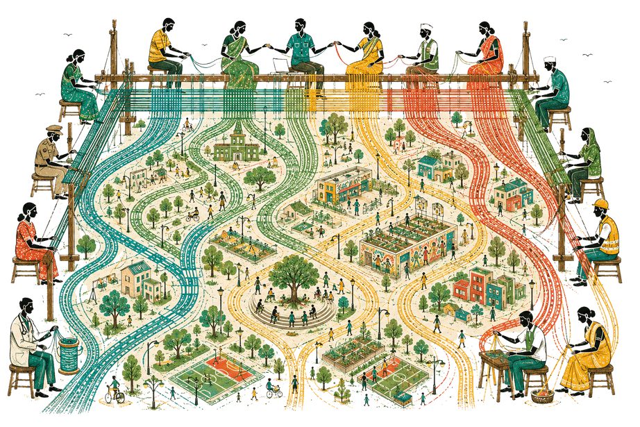 Illustrated map of WisePur, the fictional city of the Naata Shahi civic simulation